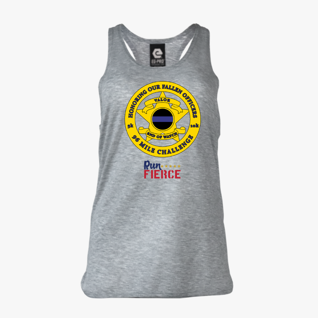 Fallen Officers 5K/10K/96 Mile Race Challenge Womens Racerback Tank
